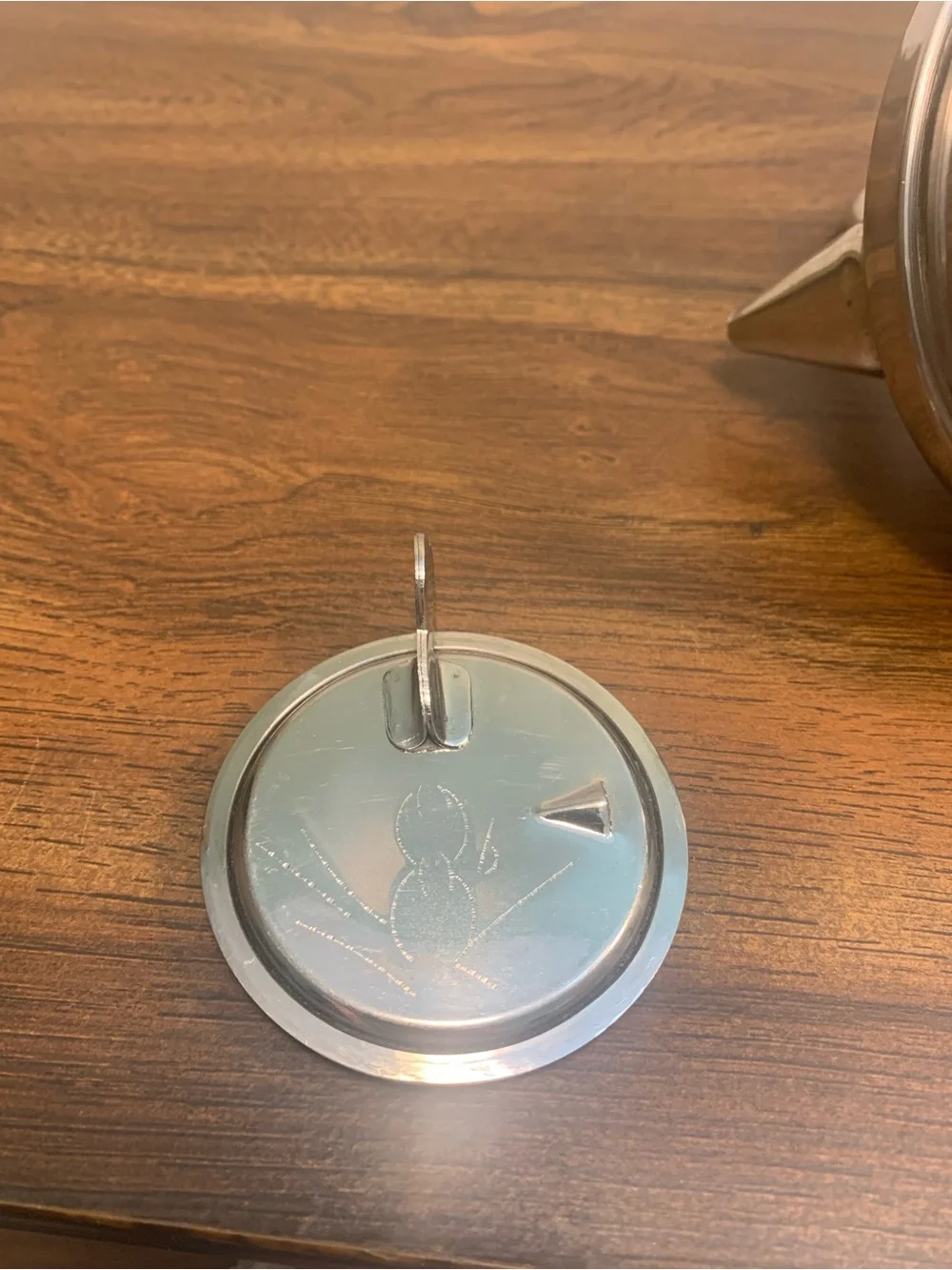 Stainless Steel Squat Camp Kettle Teapot with Hinged Latch Etched Lid